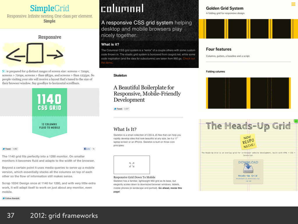 Screenshots of lots of grid frameworks