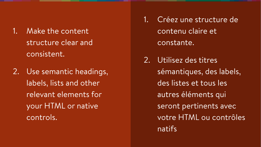 Accessibility guidelines for content hierarchy