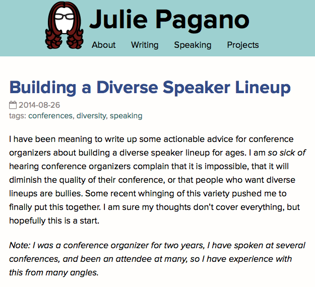 Julie Pagano: Building a Diverse Speaker Lineup