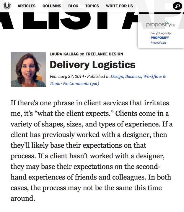 Delivery Logistics on A List Apart