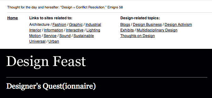 screenshot of the Design Feast website