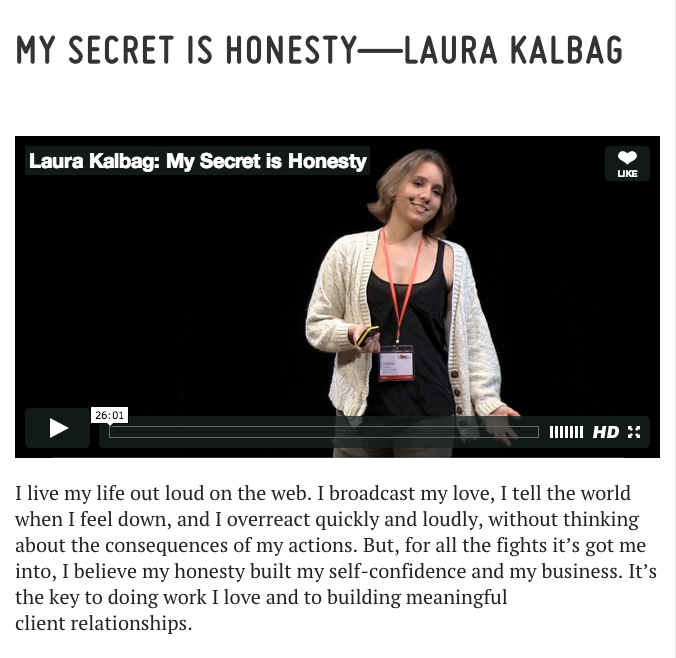 My Secret Is Honesty - Video of Laura Kalbag at Dare conference