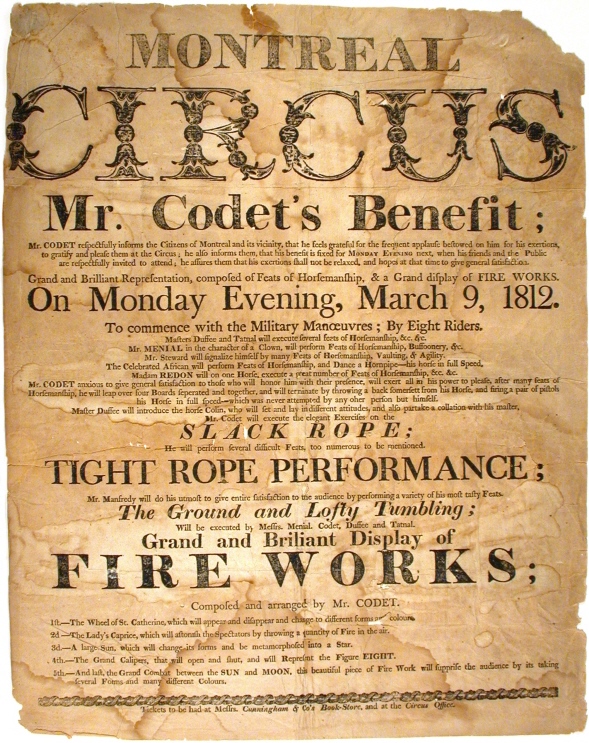 Old Victorian circus poster, lots and lots of fonts