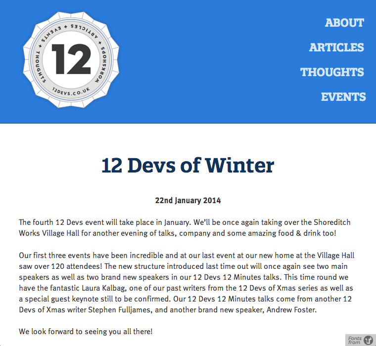12 Devs of Winter website