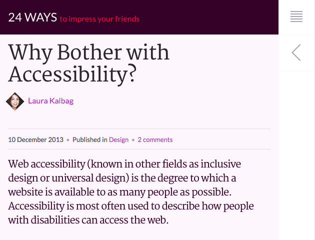 Why Bother With Accessibility? on 24ways