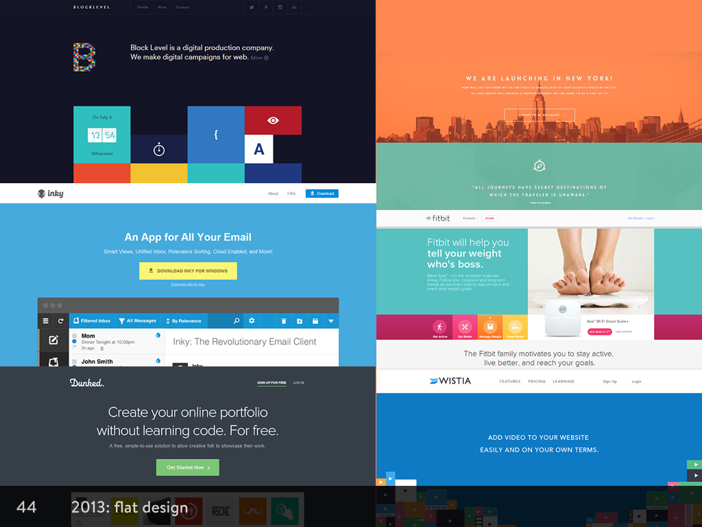 Screenshot examples of flat design