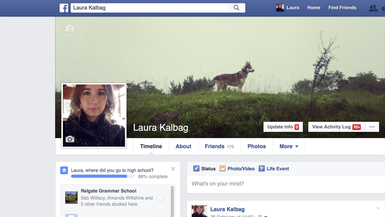 Screenshot of my Facebook profile