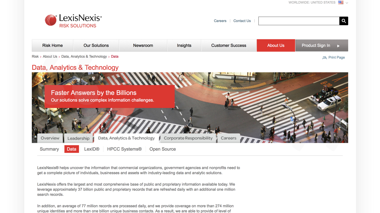 LexisNexis homepage