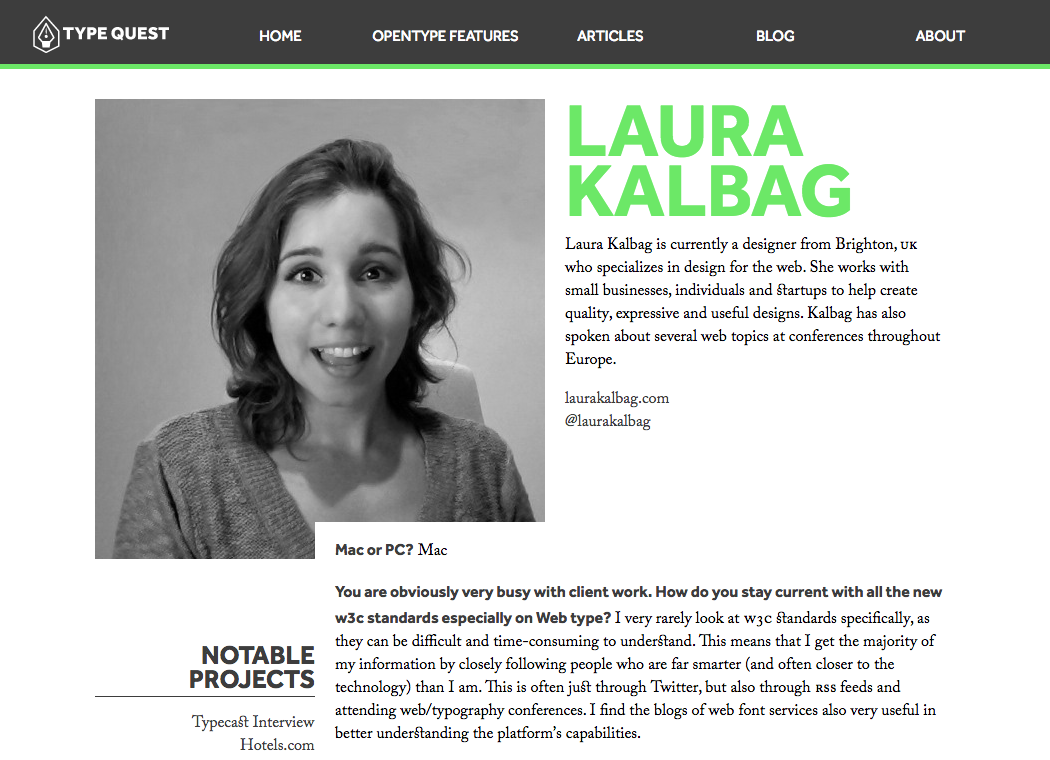 Interview with Laura Kalbag on Type Quest