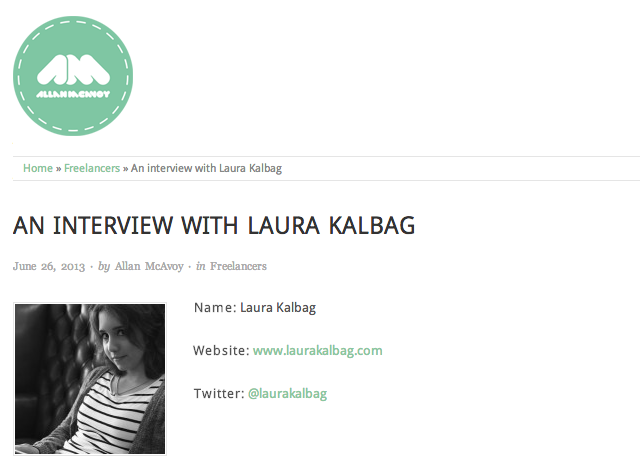 Screenshot of http://allanmcavoy.co.uk/blog/freelancers/an-interview-with-laura-kalbag