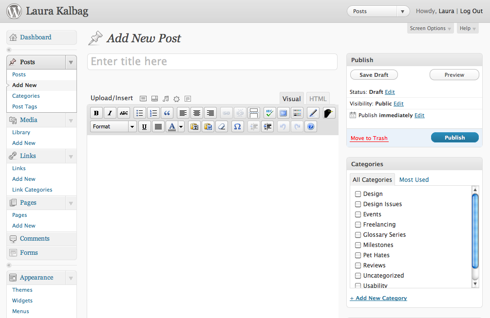 WordPress 3.1 post editor