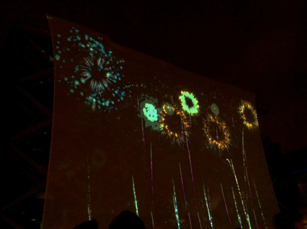 Seb Lee-Delisle's amazing digital fireworks display at Brighton Digital Festival.
