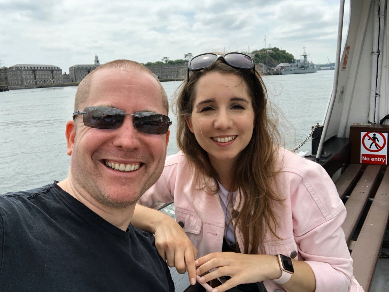 Me and Aral sitting on a tour boat.