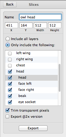 Sketch Export options