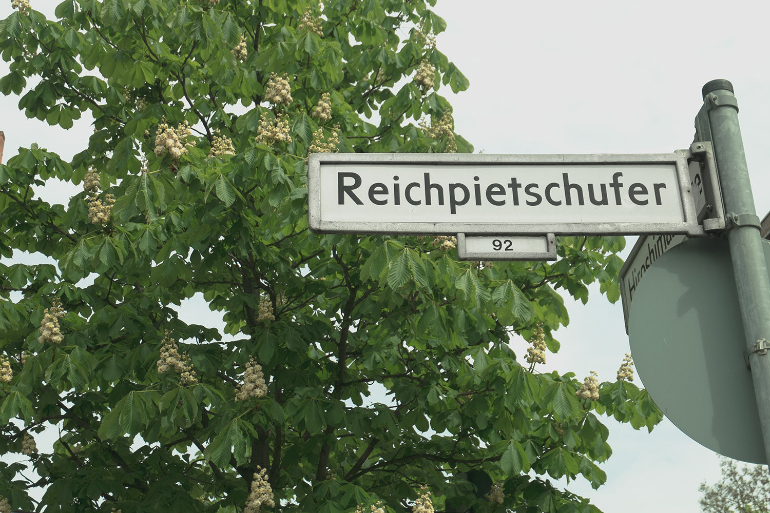 Street sign saying ‘Reichpietschufer’ in front of a chestnut tree