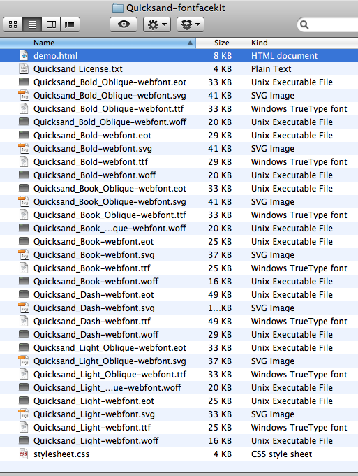 All the files in the Font Squirrel @font-face kit
