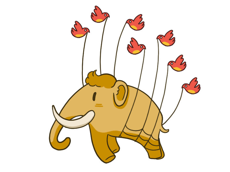 The Mastodon mascot is a cute elephant.
